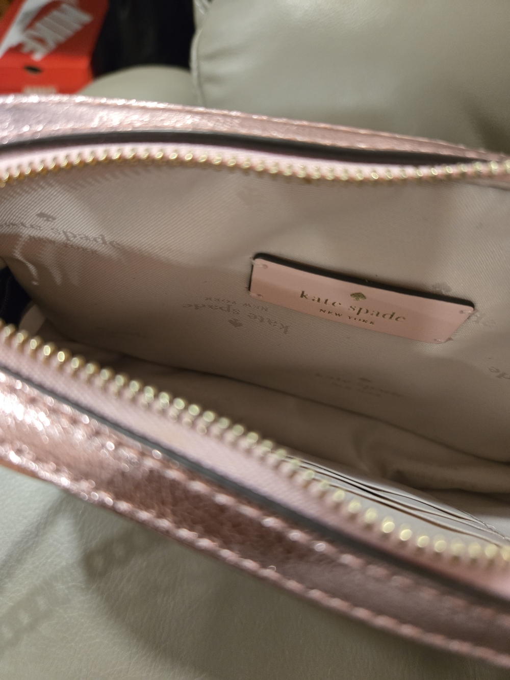 Kate Spade Glimmer Quilted Metallic Boxed Crossbody Set - Mitten Pink NWT - Picture 8 of 13